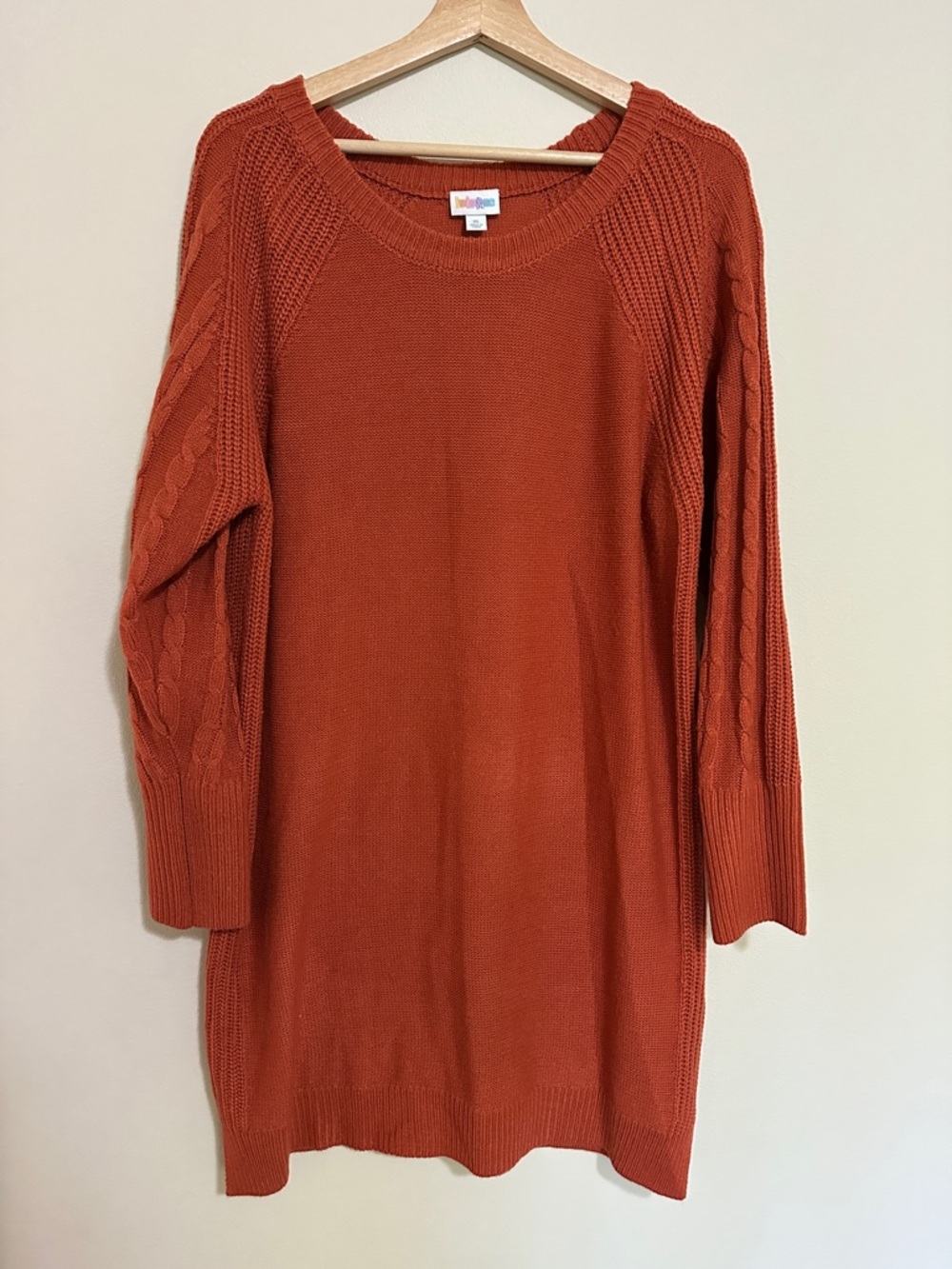 ♻️ LuLaRoe Burnt Orange Cable Sleeve Crewneck Sweater